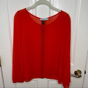 Francesca’s Red Flowy See Through Blouse